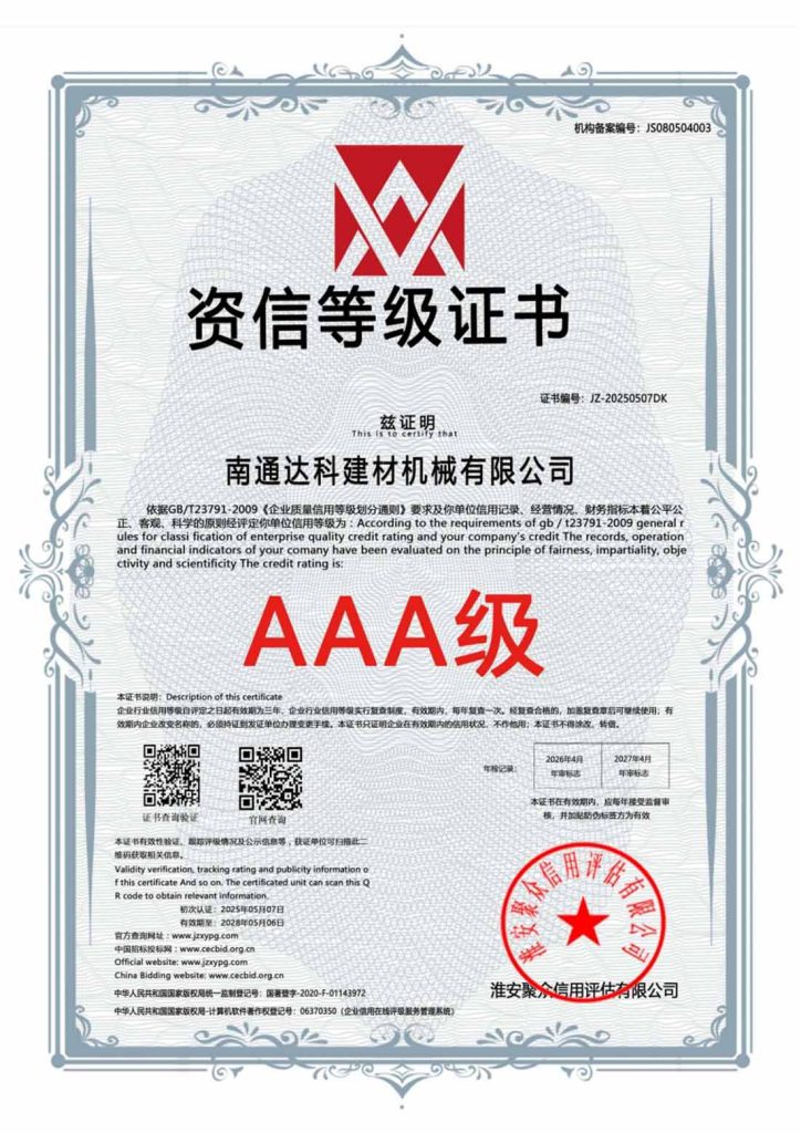 Credit rating certificate 3A